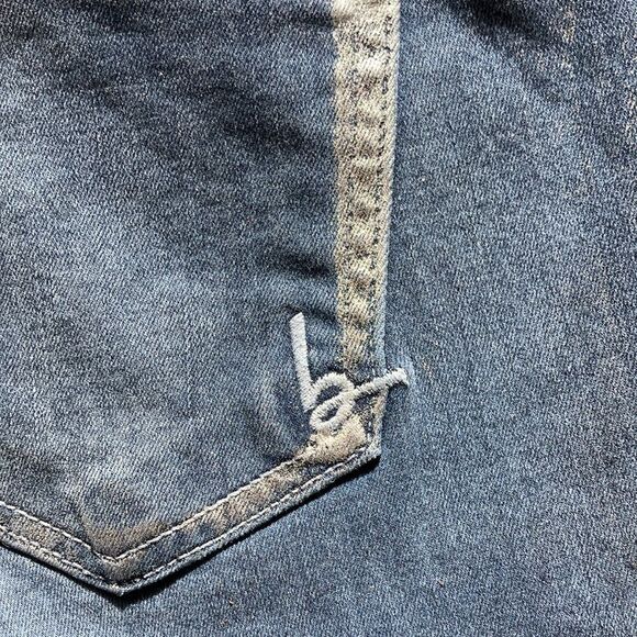 Bebe Precious Metal Icon Silver Rain Metallic Denim Jeans Size 27 Made USA 🇺🇸 - Picture 6 of 12